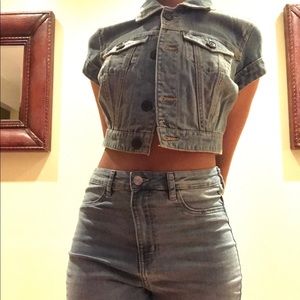 Tommy Hilfiger Jean Jacket Crop Top Short Sleeve